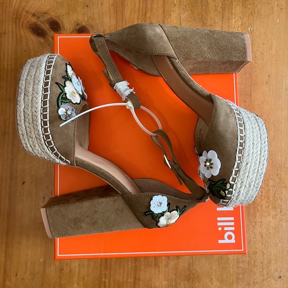 Bill Blass Anthropologie Emma Embellished Platform Heels Ankle Strap Size 8.5 - Picture 4 of 6